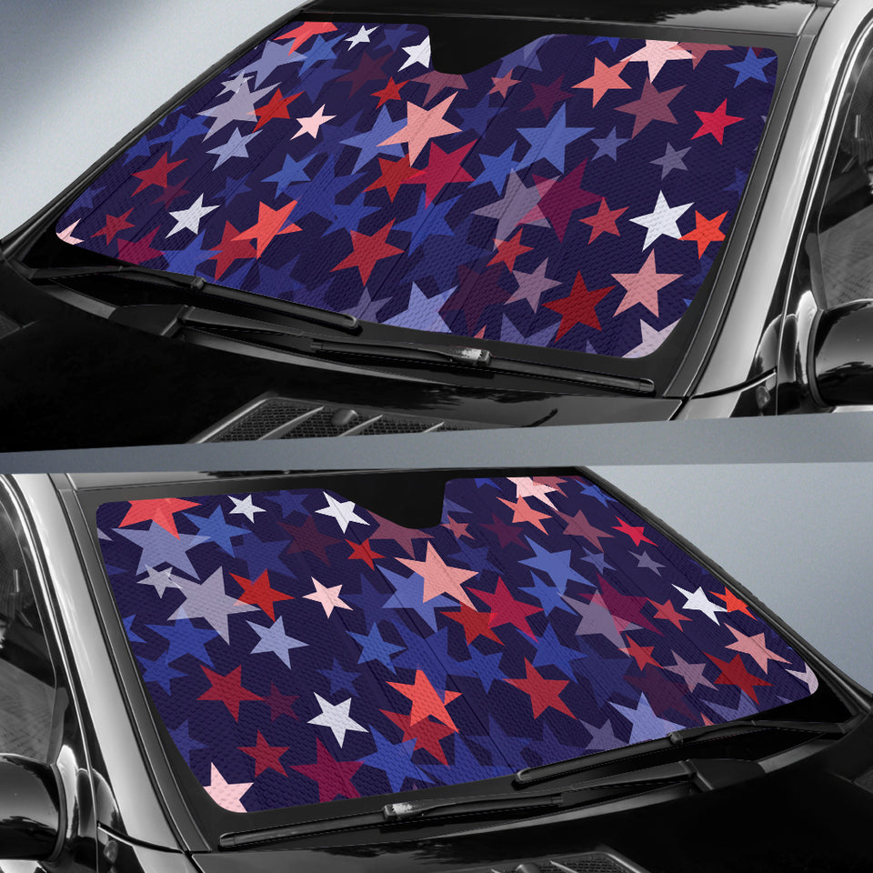 Red Blue Star Pattern Car Sun Shade