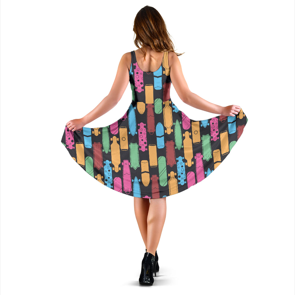 Skate Board Pattern Print Design 02 Sleeveless Midi Dress