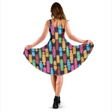 Skate Board Pattern Print Design 02 Sleeveless Midi Dress