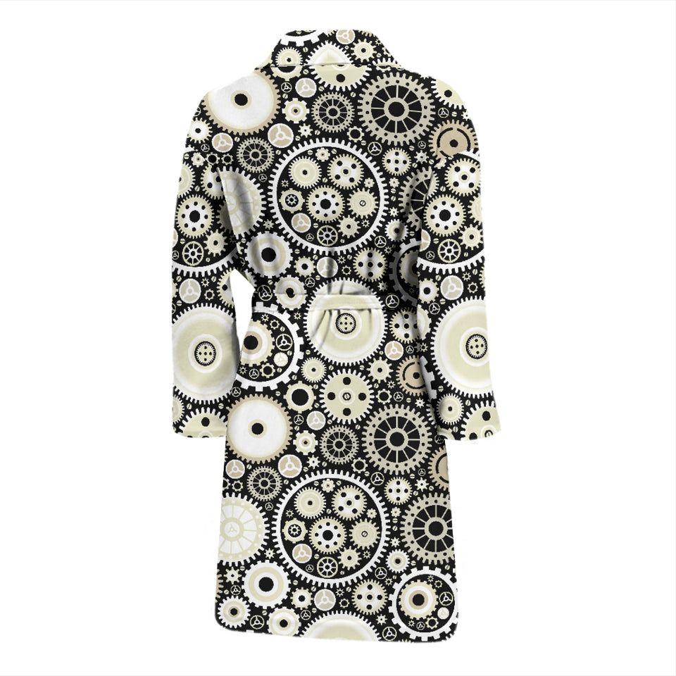 Gear Pattern Print Design 02 Men's Bathrobe