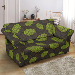 Hop Pattern Black Background Loveseat Couch Slipcover