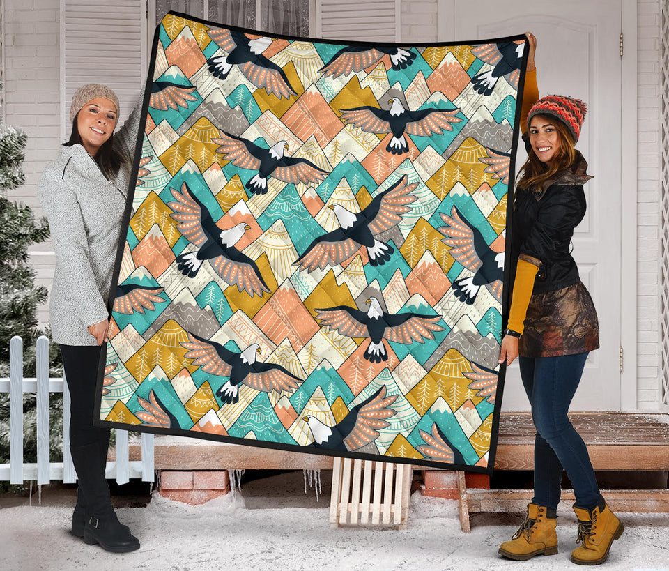 Eagle Pattern Print Design 02 Premium Quilt