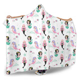 Cute Mermaid Dolphin Fish Starfish Pattern Hooded Blanket