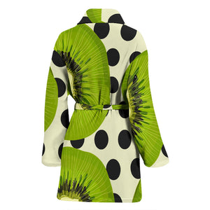Kiwi Black Dot Background Women'S Bathrobe