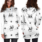 Cute French Bulldog Paw Pattern Women'S Hoodie Dress