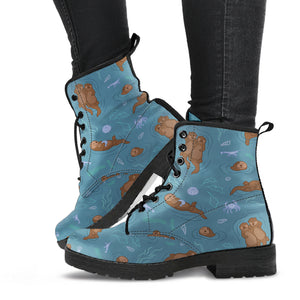 Sea Otters Pattern Leather Boots