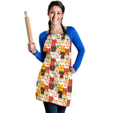 Colorful Maneki Neko Lucky Cat Pattern Adjustable Apron