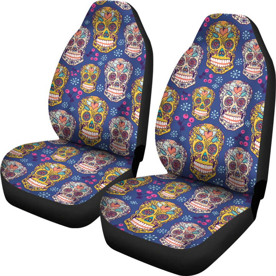 Sugar Skull Flower Pattern  Universal Fit Car Seat Covers