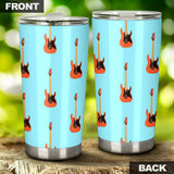 Electric Guitar Pattern Light Blue Background Tumbler