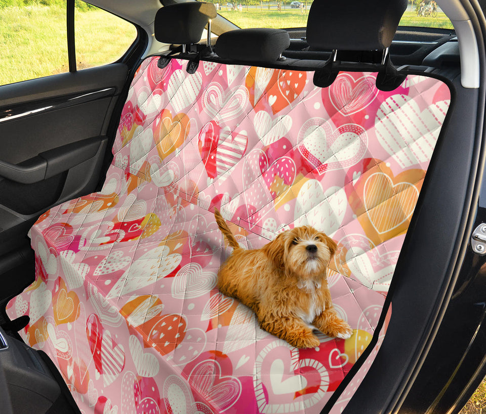 Hand Drawn Heart Design Pattern Dog Car Seat Covers