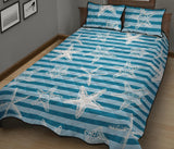 Starfish blue blackground Quilt Bed Set