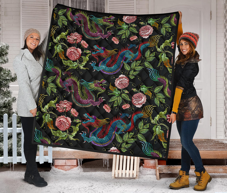 Dragons Flower Pattern Premium Quilt