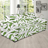 Hand Drawn Sketch Style Green Chili Peppers Pattern Sofa Slipcover