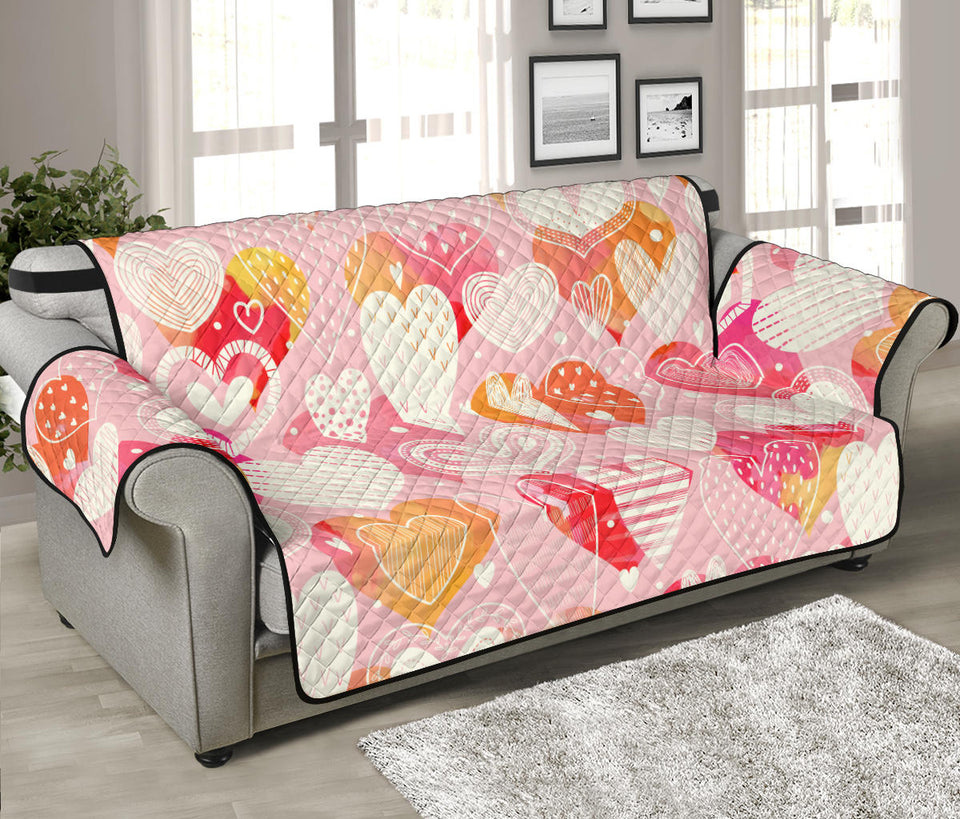 Hand drawn heart design pattern Sofa Cover Protector