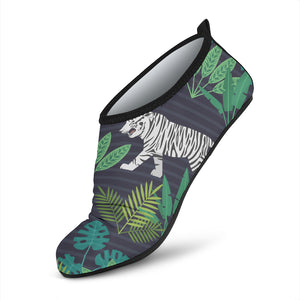 White Bengal Tigers Tropical Plant Aqua Shoes