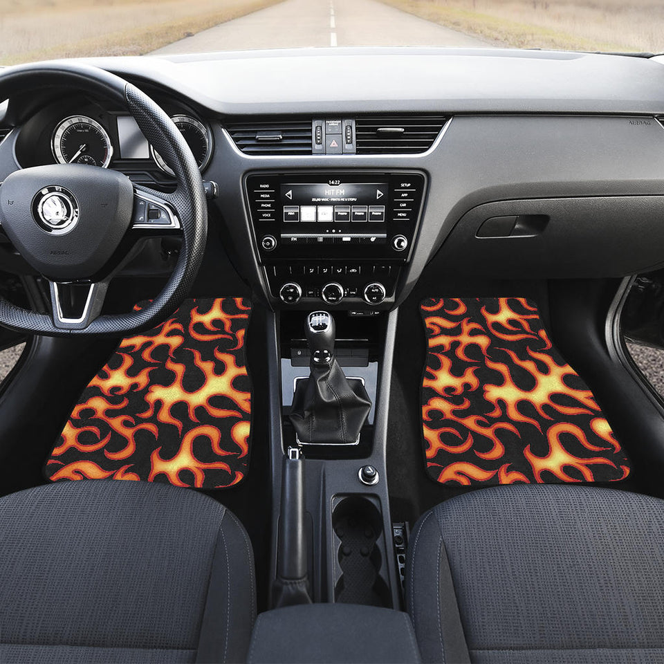 Fire Flame Dark Pattern Front And Back Car Mats