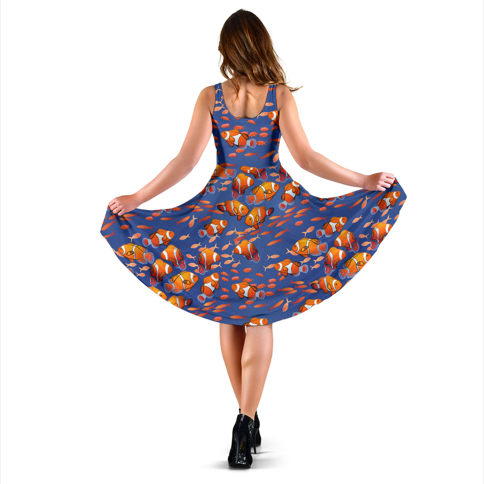 Clown Fish Pattern Print Design 04 Sleeveless Midi Dress