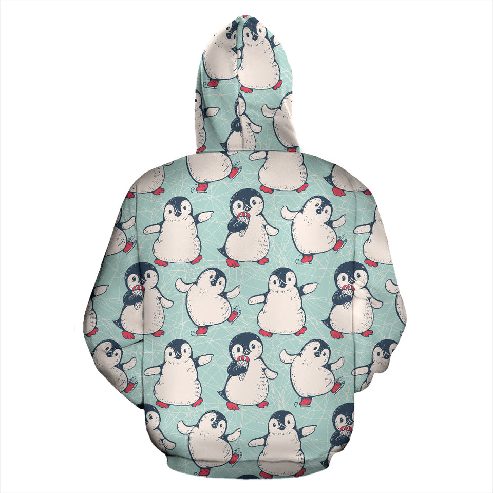 Cute Penguin Pattern Zip Up Hoodie