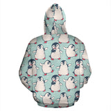 Cute Penguin Pattern Zip Up Hoodie