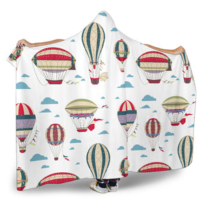 Hot Air Balloon Pattern Hooded Blanket