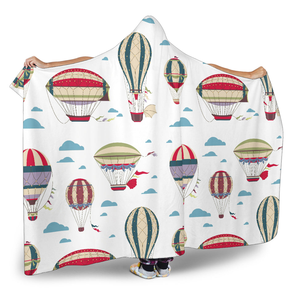 Hot Air Balloon Pattern Hooded Blanket