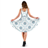 Nautical Steering Wheel Chain Sleeveless Midi Dress