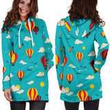 Hot Air Balloon Sky Pattern Women'S Hoodie Dress