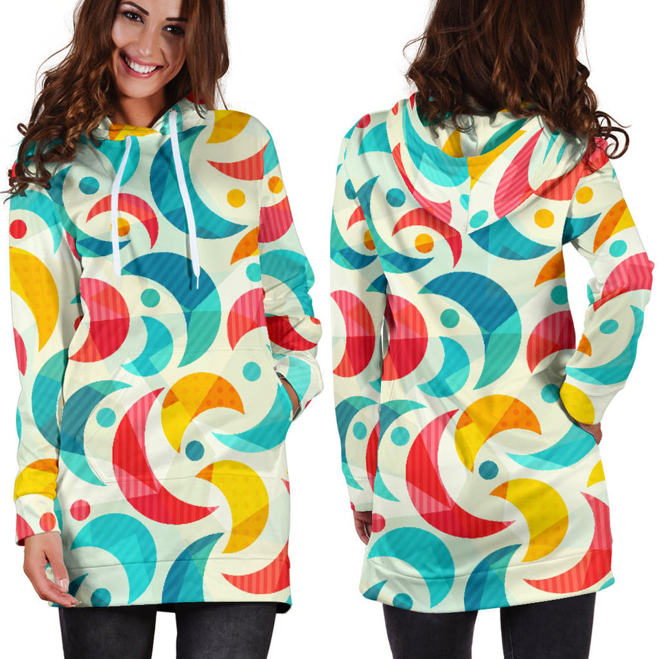 Colorful Moon Pattern Women'S Hoodie Dress