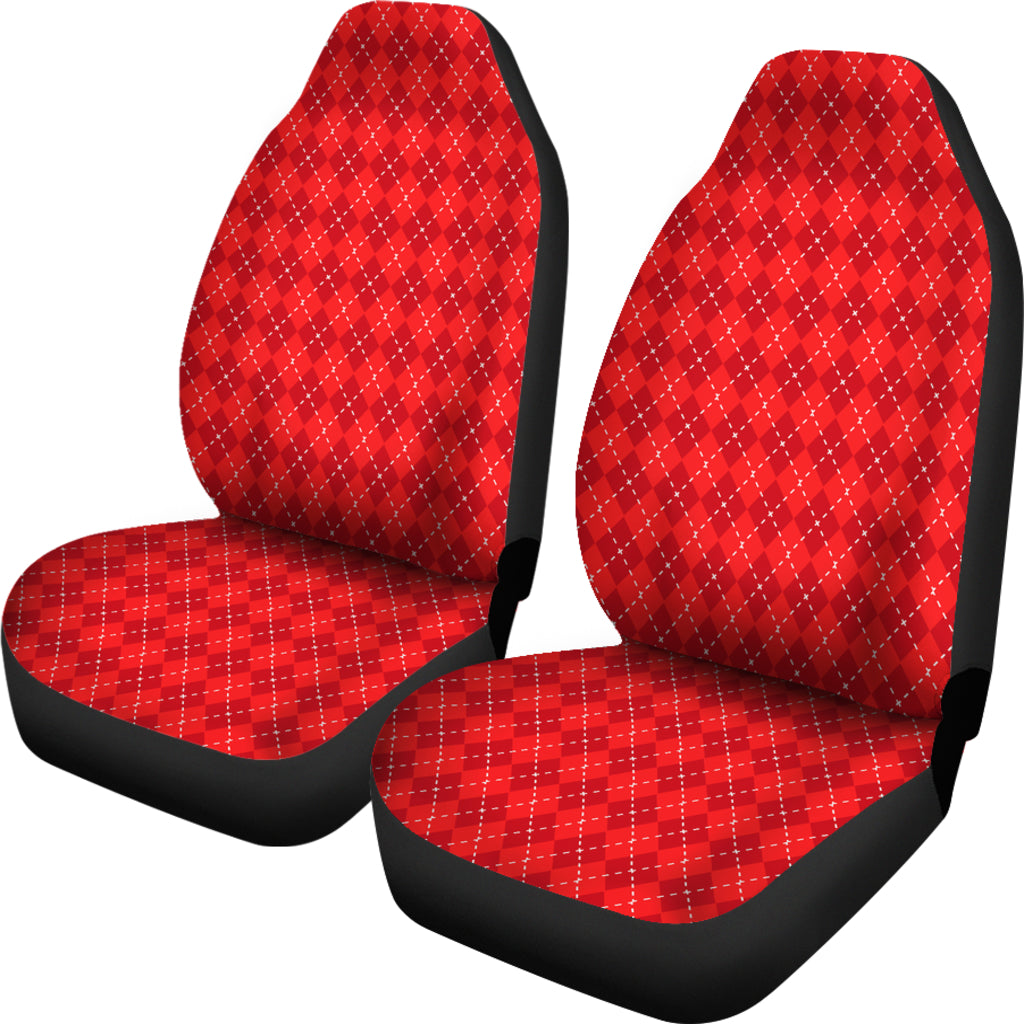 Red Argyle Car Seat Covers