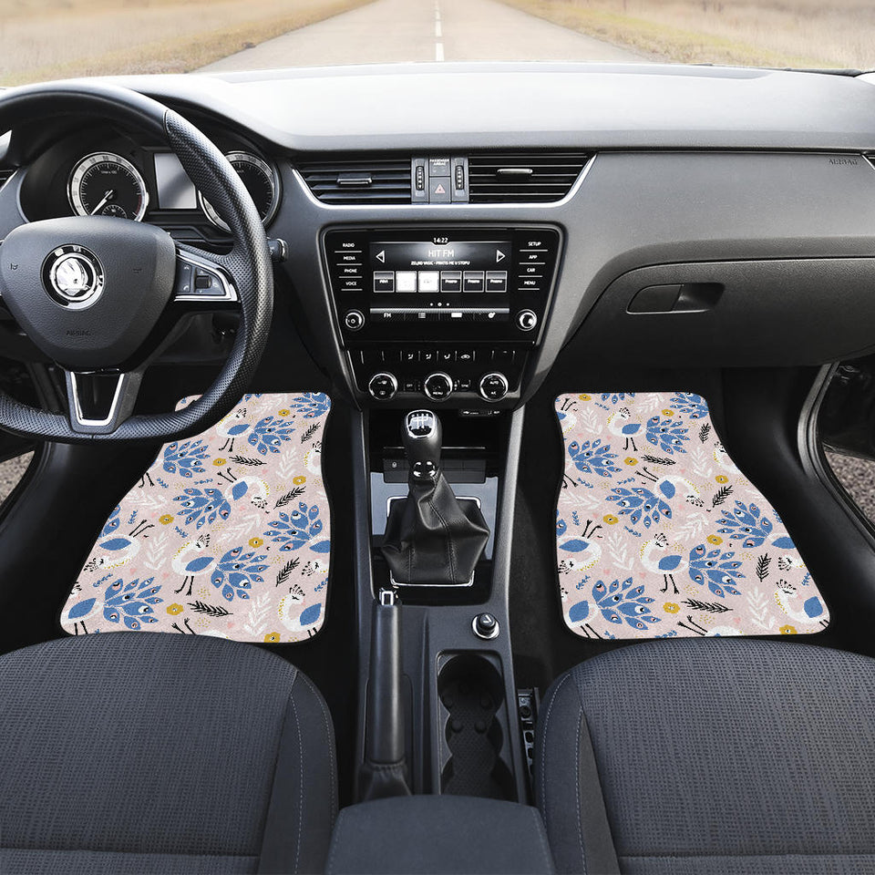 Cute Peacock Pattern Front And Back Car Mats