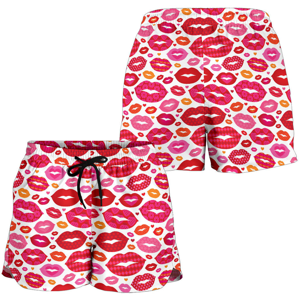 Lips Pattern Print Design 01 Women Shorts