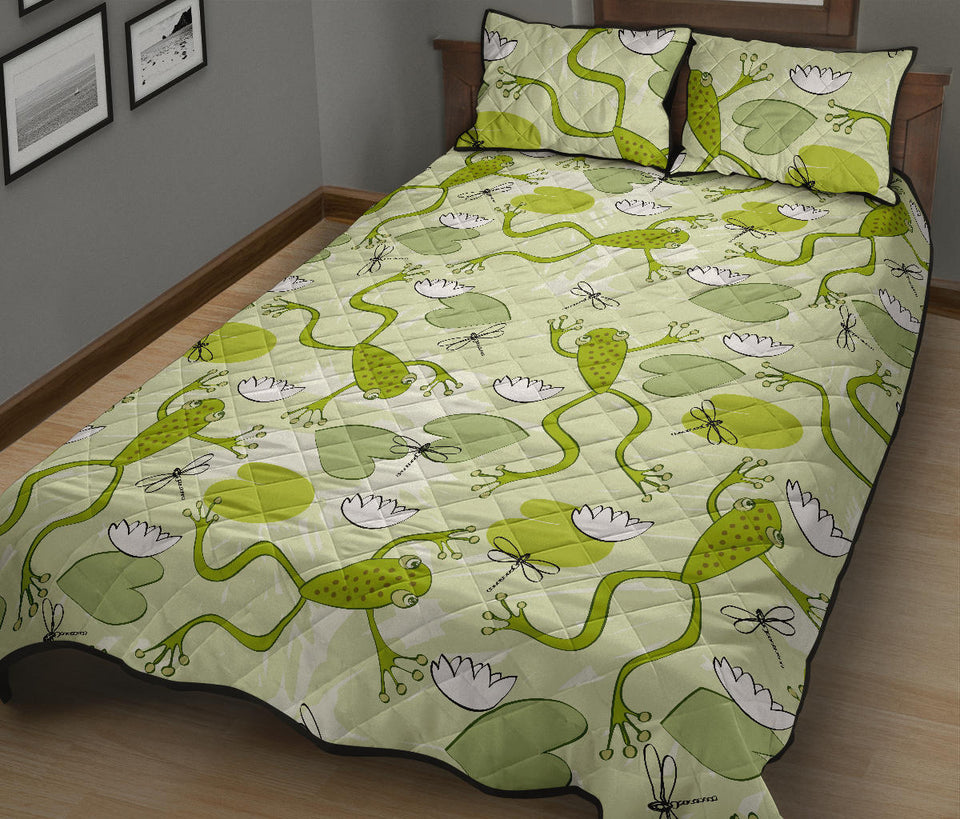 Cute frog dragonfly pattern Quilt Bed Set