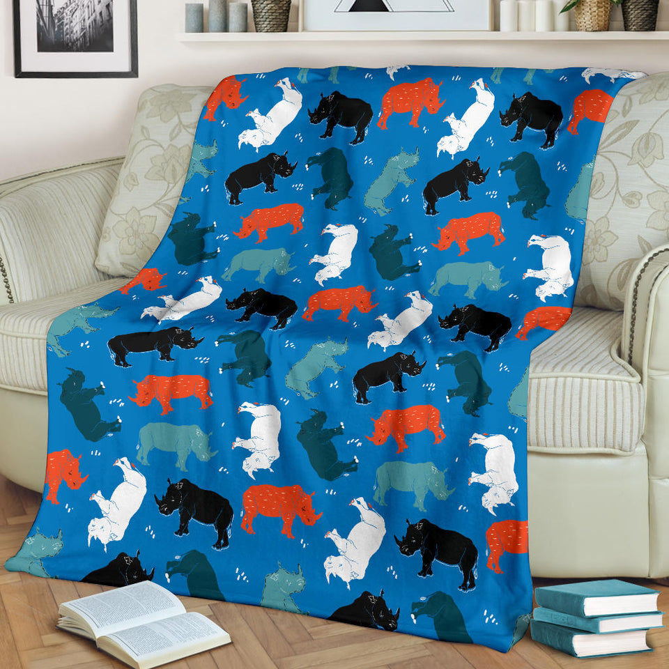 Colorful Rhino Pattern Premium Blanket