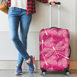 Beautiful Dragonfly Pink Background Luggage Covers