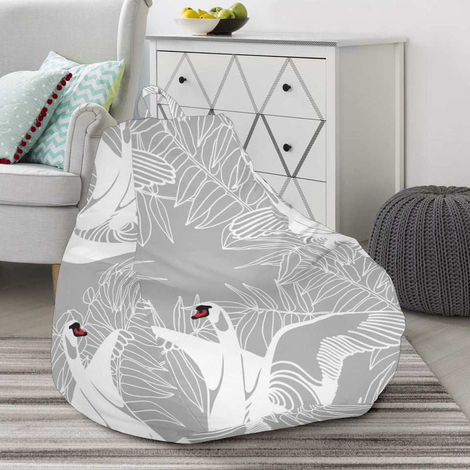 White Swan Gray Background Bean Bag Cover