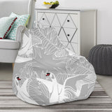 White Swan Gray Background Bean Bag Cover