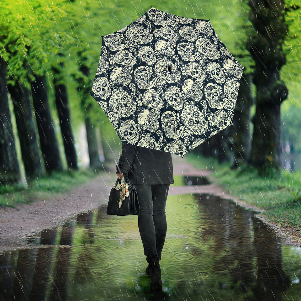 Sugar Skull Black White Pattern Umbrella