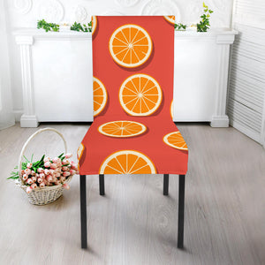 Oranges Pattern Red Background Dining Chair Slipcover