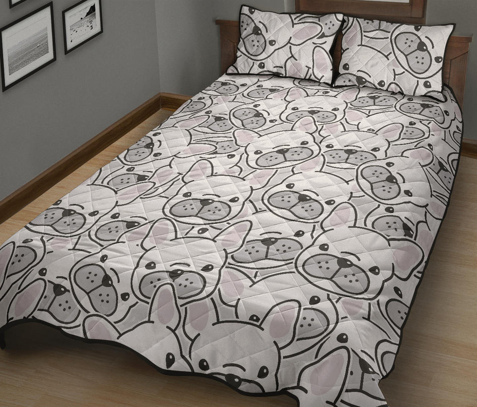 Cute french bulldog head pattern Quilt Bed Set