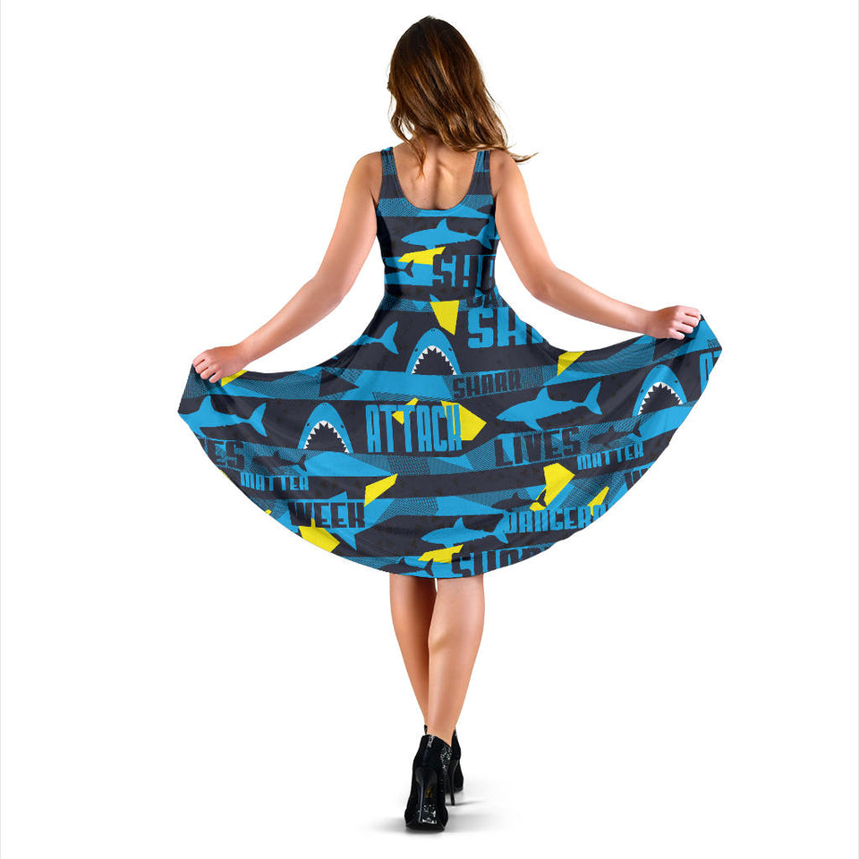 Shark Dangerous Sleeveless Midi Dress