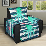Cute octopuses heart striped background Recliner Cover Protector