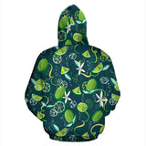 Lime Ice Flower Pattern Men Women Pullover Hoodie