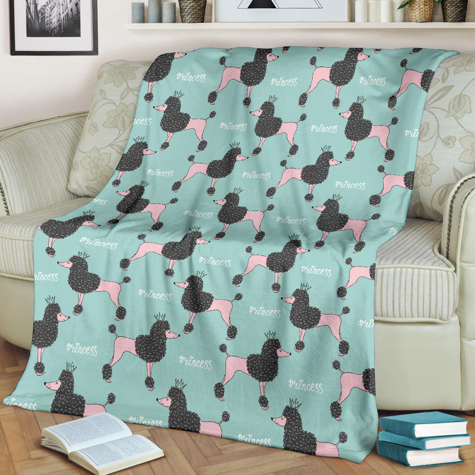 Poodle Dog Green Background Premium Blanket