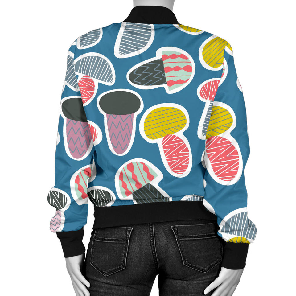 Colorful Mushroom Design Pattern Women'S Bomber Jacket