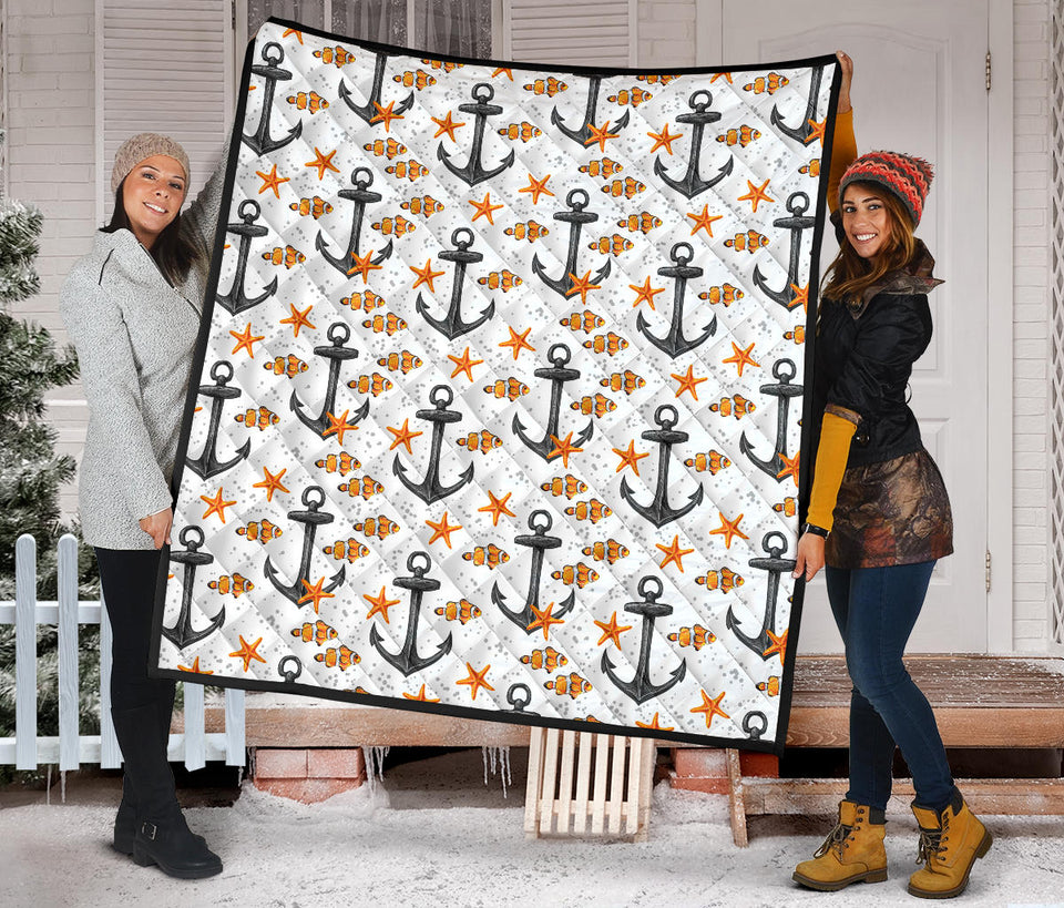 Clown Fish Pattern Print Design 02 Premium Quilt