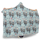 Lovely Sea Otter Pattern Hooded Blanket