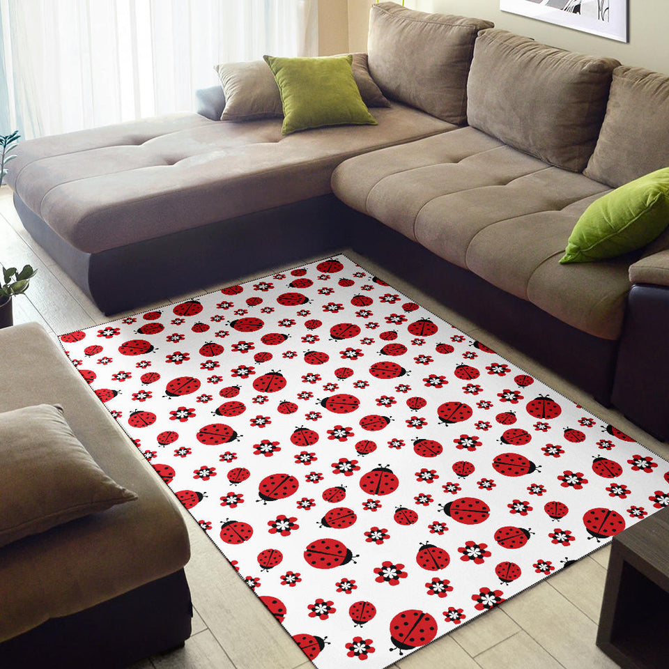 Ladybug Pattern Print Design 04 Area Rug