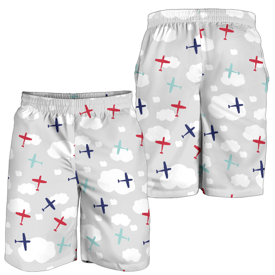 Airplane Cloud Grey Background Men Shorts