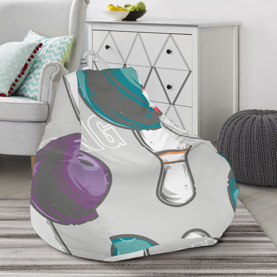 Bowling Ball And Pin Gray Background Bean Bag Cover