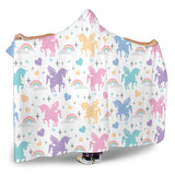 Colorful Unicorn Rainbow Heart Pattern Hooded Blanket